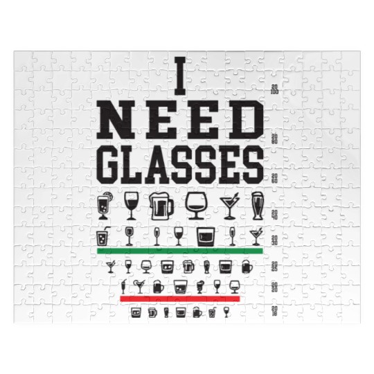 I Need Glasses Funny Wine Beer Juice Cocktail Jigsaw Puzzles