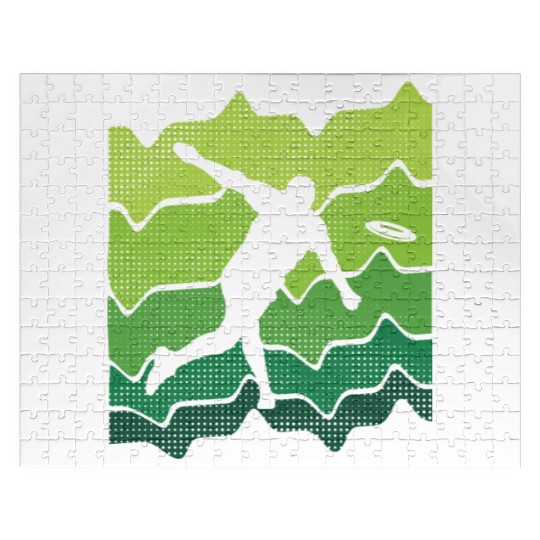 Disc Golfer Graphic Flying Disc Golf Jigsaw Puzzles