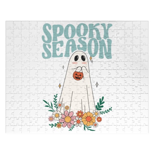 Funny Floral Ghost Halloween Spooky Season Jigsaw Puzzles
