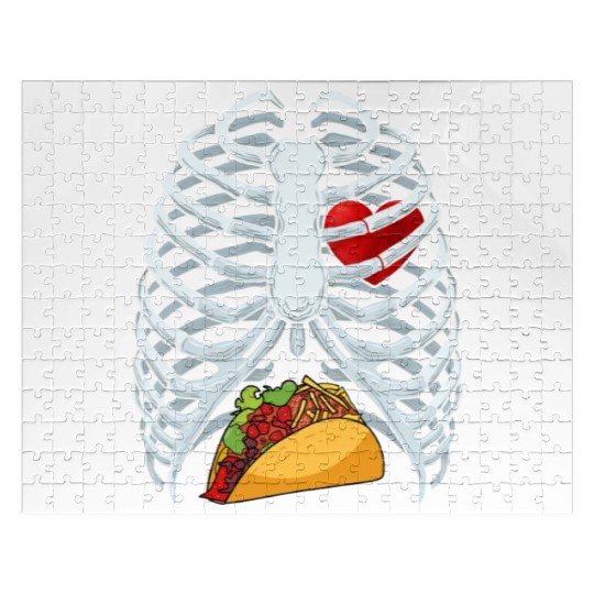 Funny Taco Skeleton Rib Cage Dad Halloween Costume Jigsaw Puzzles