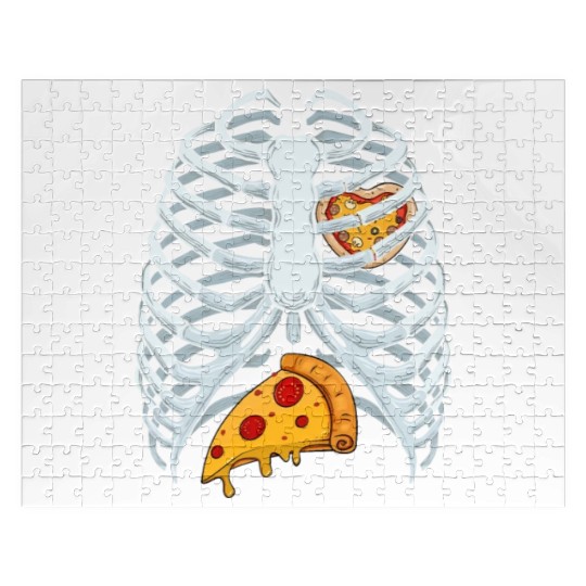 Funny PIzza Skeleton Rib Cage Halloween Costume Jigsaw Puzzles