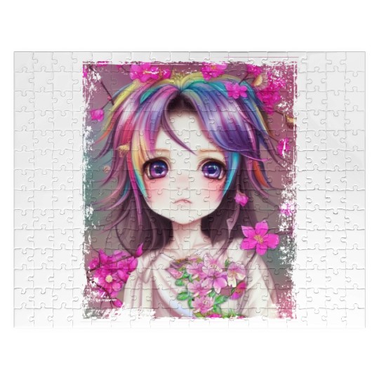 Anime Kawaii Chibi Girl Flowers Blossoms Gift Jigsaw Puzzles