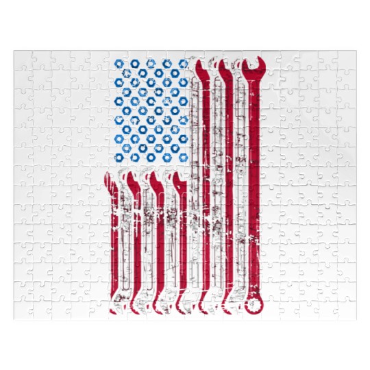 American Flag Mechanic Combination Wrenches Jigsaw Puzzles