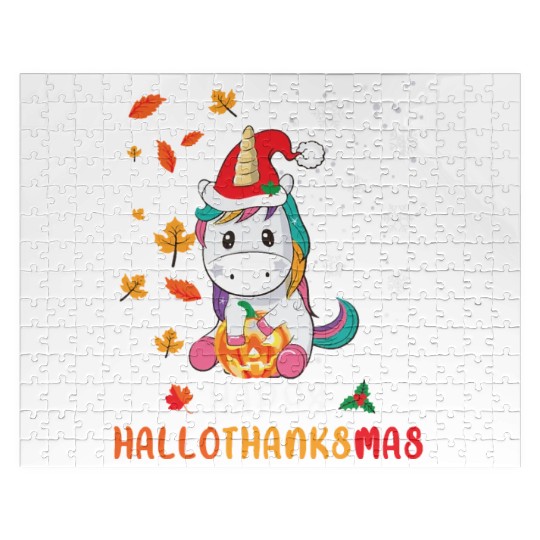 Unicorn Lover Halloween Happy Hallothanksmas Jigsaw Puzzles