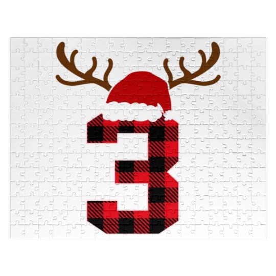 Number 3 Reindeer Christmas Costume Boy 3 Year Old Jigsaw Puzzles