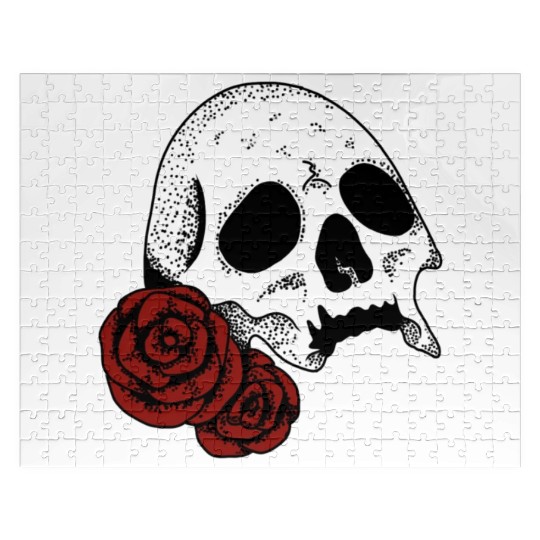 Skull with red Roses | Skull | Bones | Halloween Jigsaw Puzzles