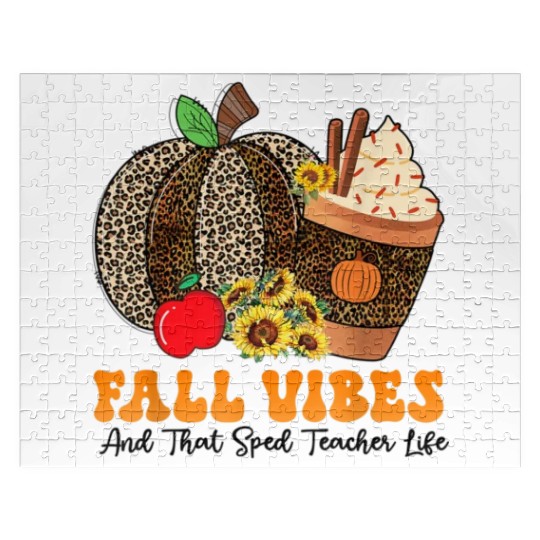 Groovy Fall Vibes Teacher Life Pumpkin Jigsaw Puzzles
