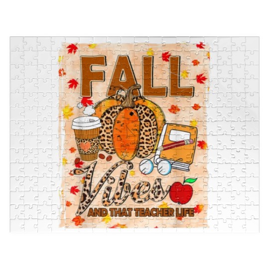 Fall Vibes And That Teacher Life Bleached Jigsaw Puzzles