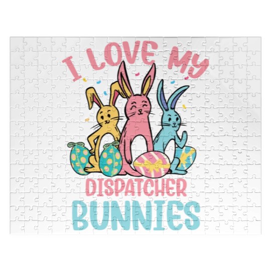 I Love My Dispatcher Bunnies Easter Day Funny Jigsaw Puzzles