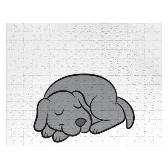 Weimaraner Dog Sleeping Pajama Sleeping Jigsaw Puzzles