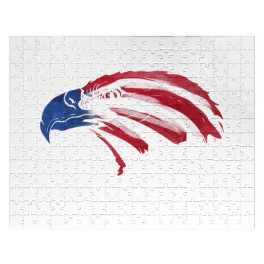 Bald Eagle US Flag Colors Patriotic 4th Of July Jigsaw Puzzles