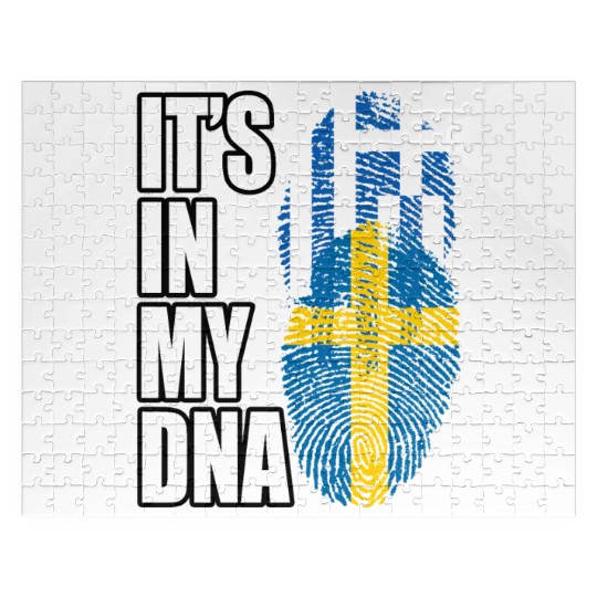 Greek And Swedish Mix Heritage DNA Flag Jigsaw Puzzles