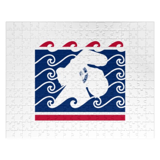 Wyoming Flag Swimming Team Swim Swimmer US State Jigsaw Puzzles