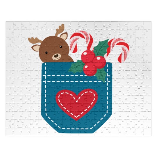 Christmas moose peppermint pocket Jigsaw Puzzles