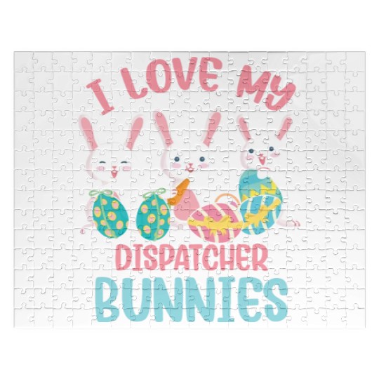 I Love My Dispatcher Bunnies Rabbit Lover Easter Jigsaw Puzzles