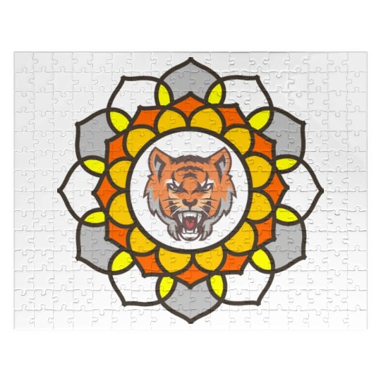 mandala tiger halloween Jigsaw Puzzles graphic