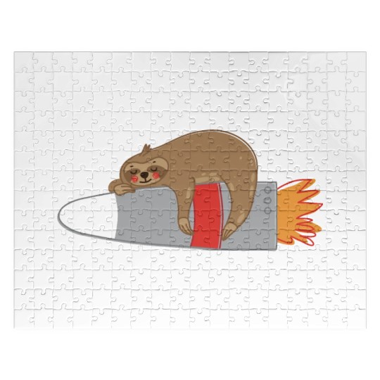 A Sloth sleeping on a rocket Jigsaw Puzzles