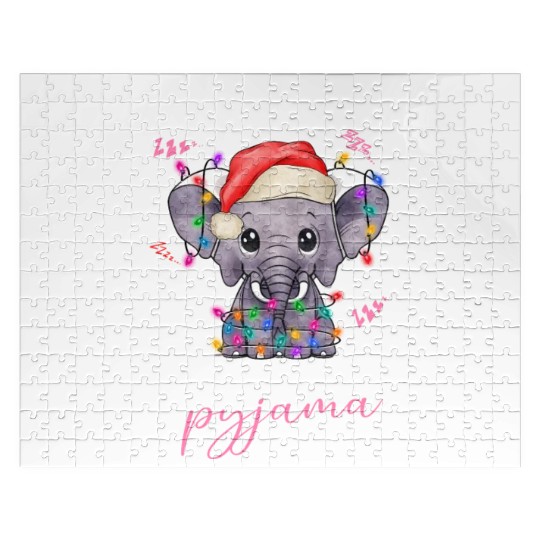 Winter Christmas Pyjama Elephant Jigsaw Puzzles