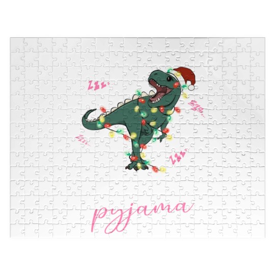 Winter Christmas Pyjama Dinosaur Trex Jigsaw Puzzles