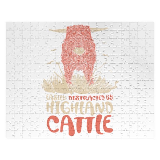 Scottish Highland Cow Grass Puppy Cow Whisperer Jigsaw Puzzles
