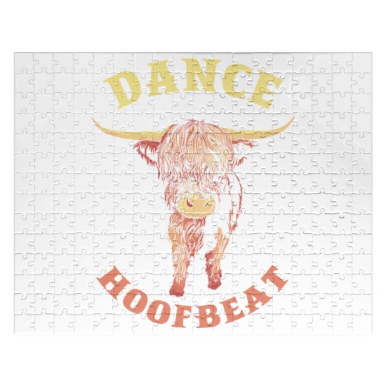 Dance To Your Own Hoofbeat Farmer Highland Cow Jigsaw Puzzles