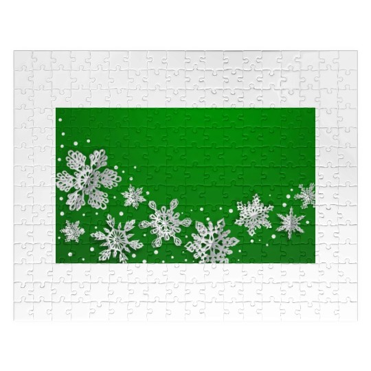 Christmas Snowflakes Green Winter Jigsaw Puzzles