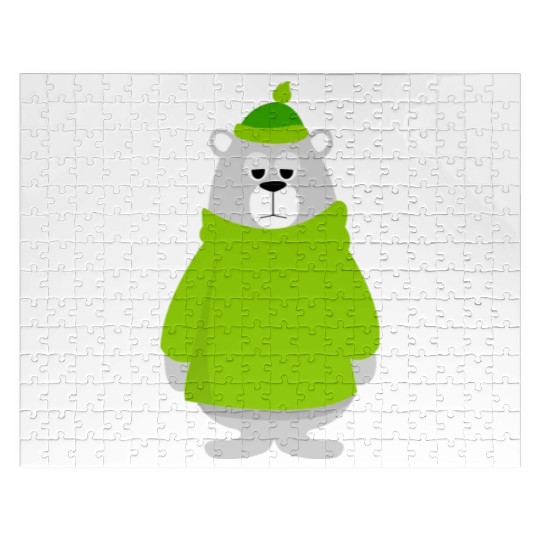 Green teddy bear lover Jigsaw Puzzles