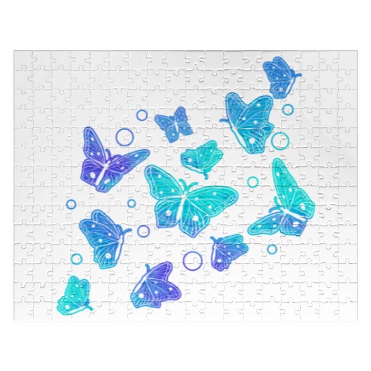 Blue Butterflies Gardening Butterfly Lover Jigsaw Puzzles
