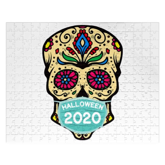 Sugar Skull Wearing Face Mask | Day of the Dead Jigsaw Puzzles