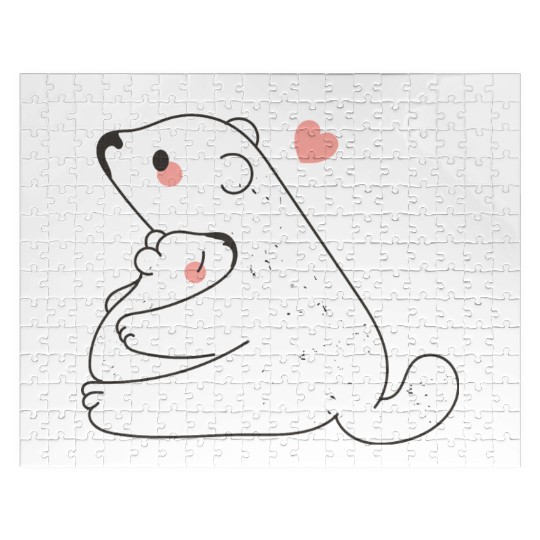 Cute Mama and Baby Bear Cub Hugging Mothers Day Jigsaw Puzzles
