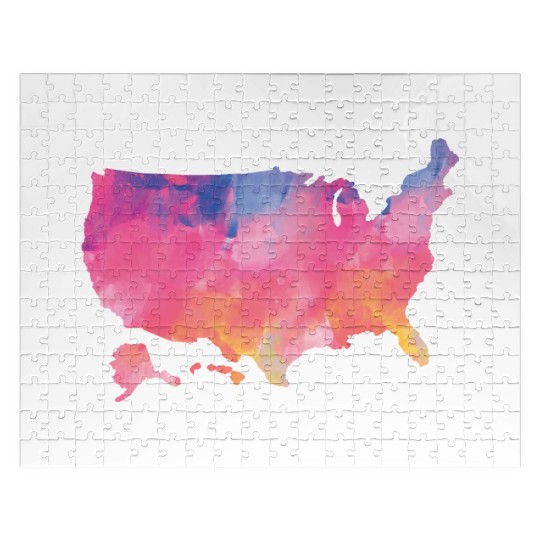 USA Map Watercolor Art America Jigsaw Puzzles