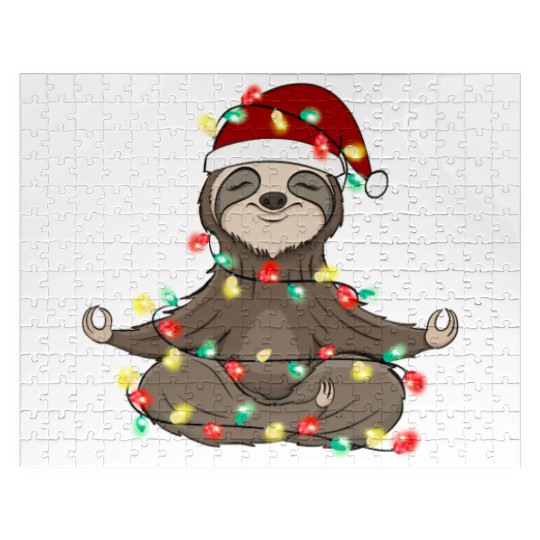 Christmas Animal Sloth Fairy Lights Hat Jigsaw Puzzles
