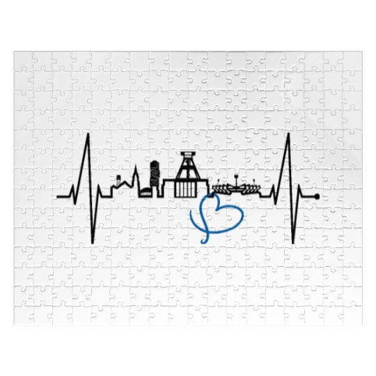 Bochum Skyline Heartbeat Ruhrpott Germany Lover Jigsaw Puzzles
