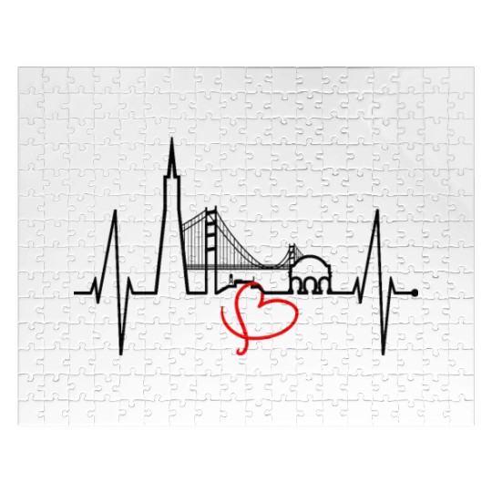 San Francisco Skyline Heartbeat California Lover Jigsaw Puzzles