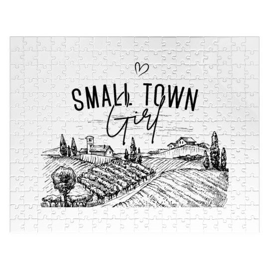 Small Town Girl with Landscape Jigsaw Puzzles