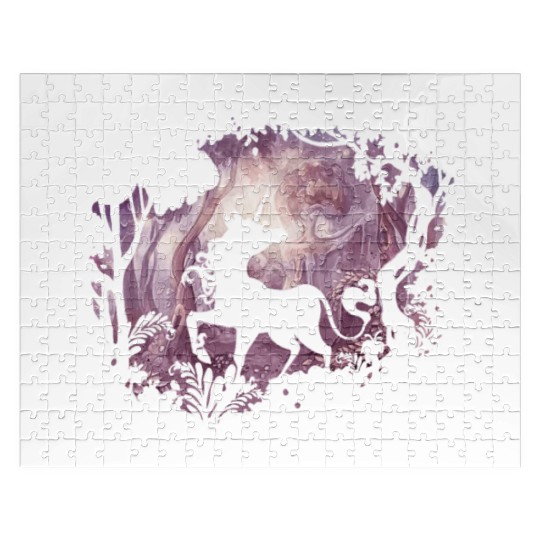 unicorn in magical forest Jigsaw Puzzles