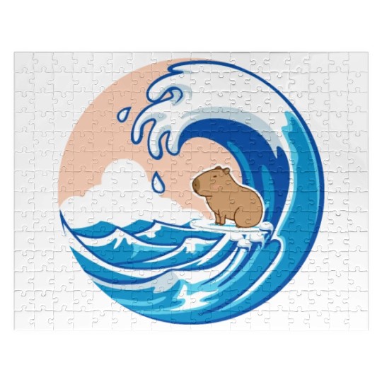 Wave Capybara Surfing Rodent Funny Animal Lover Jigsaw Puzzles