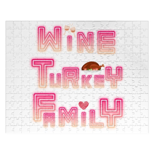 Wine Turkey Family Thanksgiving, WTF Thanksgiving Jigsaw Puzzles