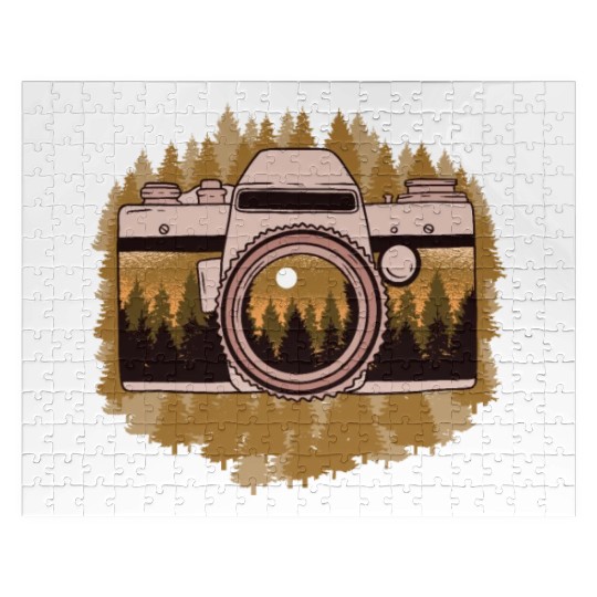 Retro Camera With Forest For Nature Photographers Jigsaw Puzzles