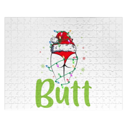 I Like Her Butt Christmas Light Matching Santa Jigsaw Puzzles