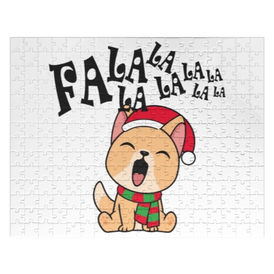 Cute Christmas Dog Singing Fa la la la Song Jigsaw Puzzles