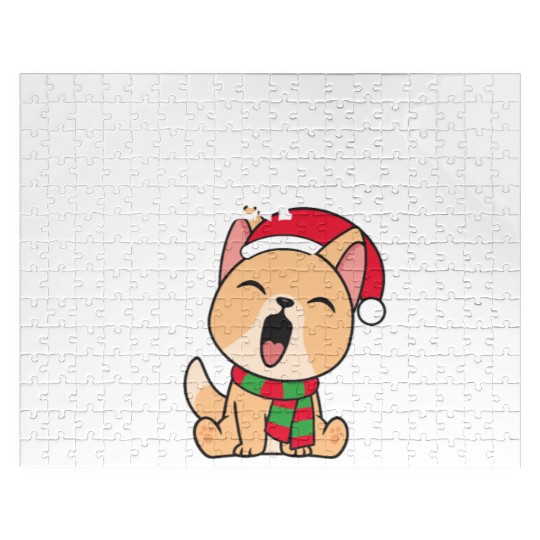Cute Christmas Dog Singing Fa la la la Song Jigsaw Puzzles