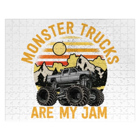 Monster Trucks Are My Jam Vintage Retro Jigsaw Puzzles