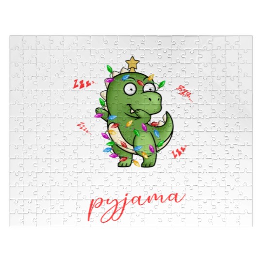 Winter Christmas Pyjama Dinosaur Trex Jigsaw Puzzles