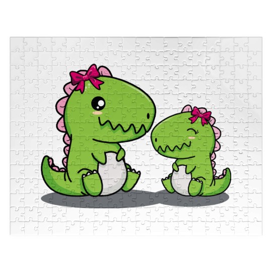 Big sister dino t-rex dinosaur sibling baby girls Jigsaw Puzzles