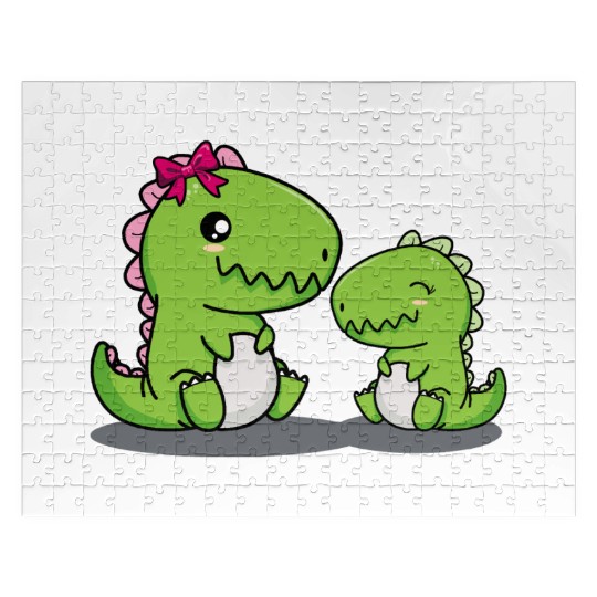 Big sister dino t-rex dinosaur sibling baby girls Jigsaw Puzzles