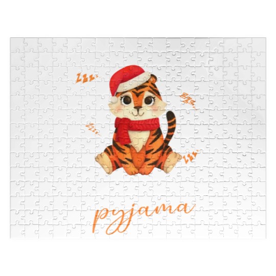 Winter Christmas Pyjama Tiger Jigsaw Puzzles