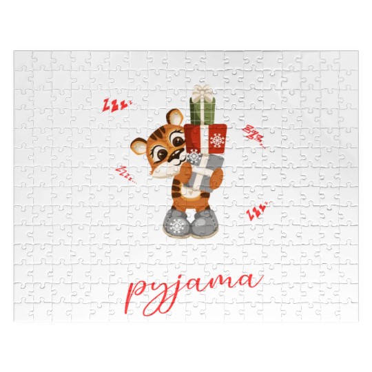 Winter Christmas Pyjama Tiger Jigsaw Puzzles