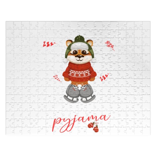 Winter Christmas Pyjama Tiger Jigsaw Puzzles