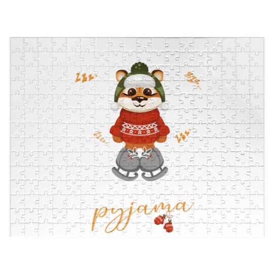 Winter Christmas Pyjama Tiger Jigsaw Puzzles